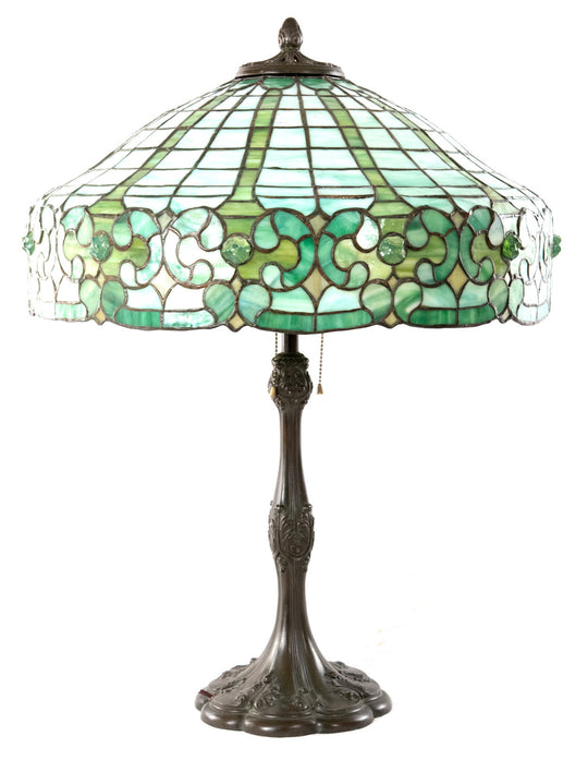 Stained Glass and Bronze Table Lamp