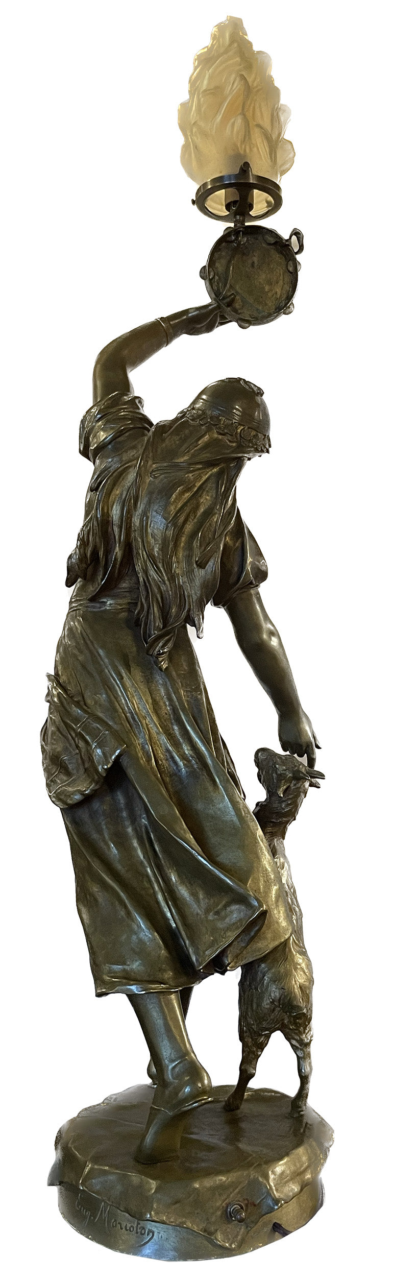Esmeralda by Eugene Marioton Bronze Figural Lamp