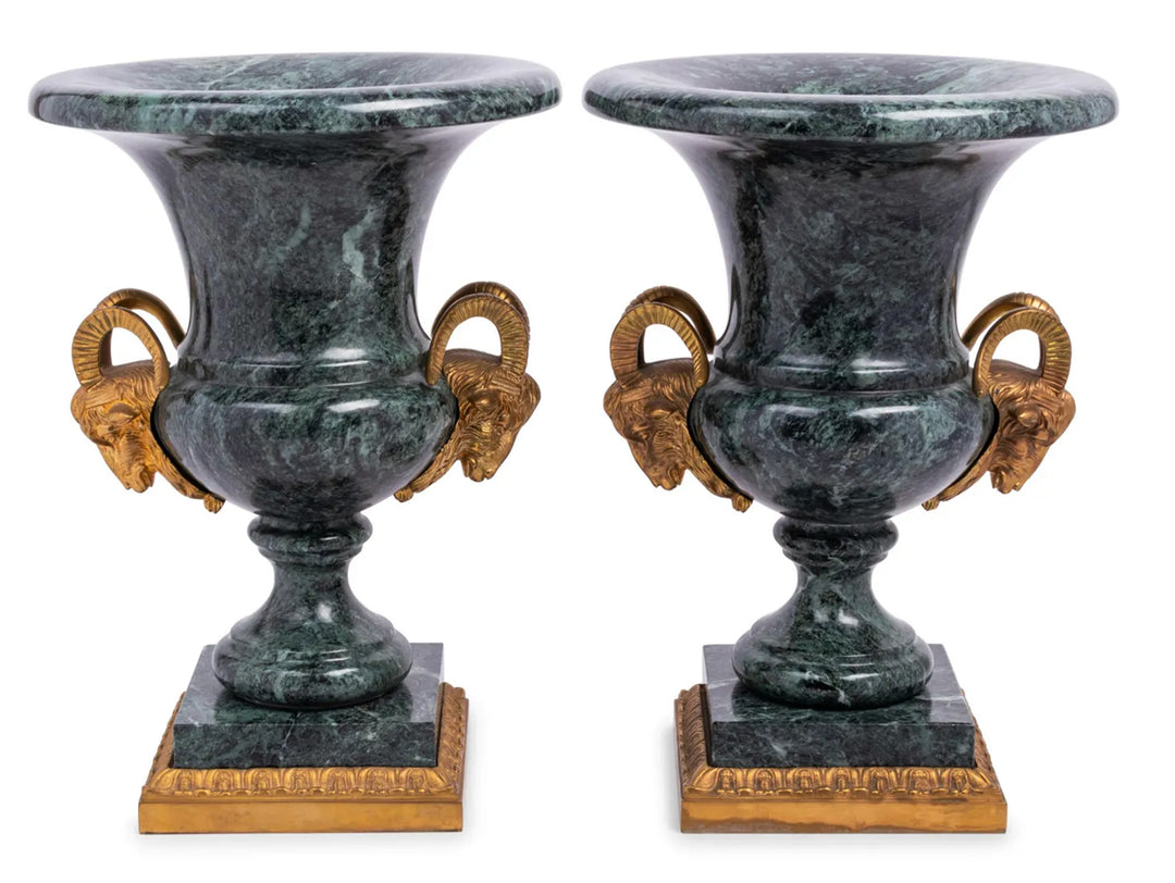 Pair of Early 20th Century Neoclassical Style Marble Urns