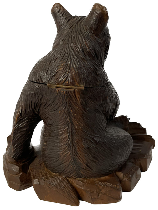 19th Century Black Forest Carved Bear Inkwell