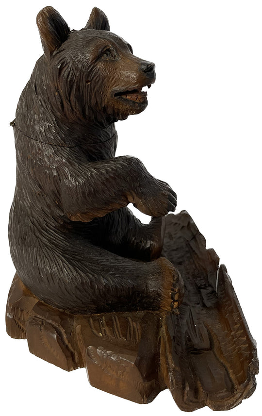 19th Century Black Forest Carved Bear Inkwell