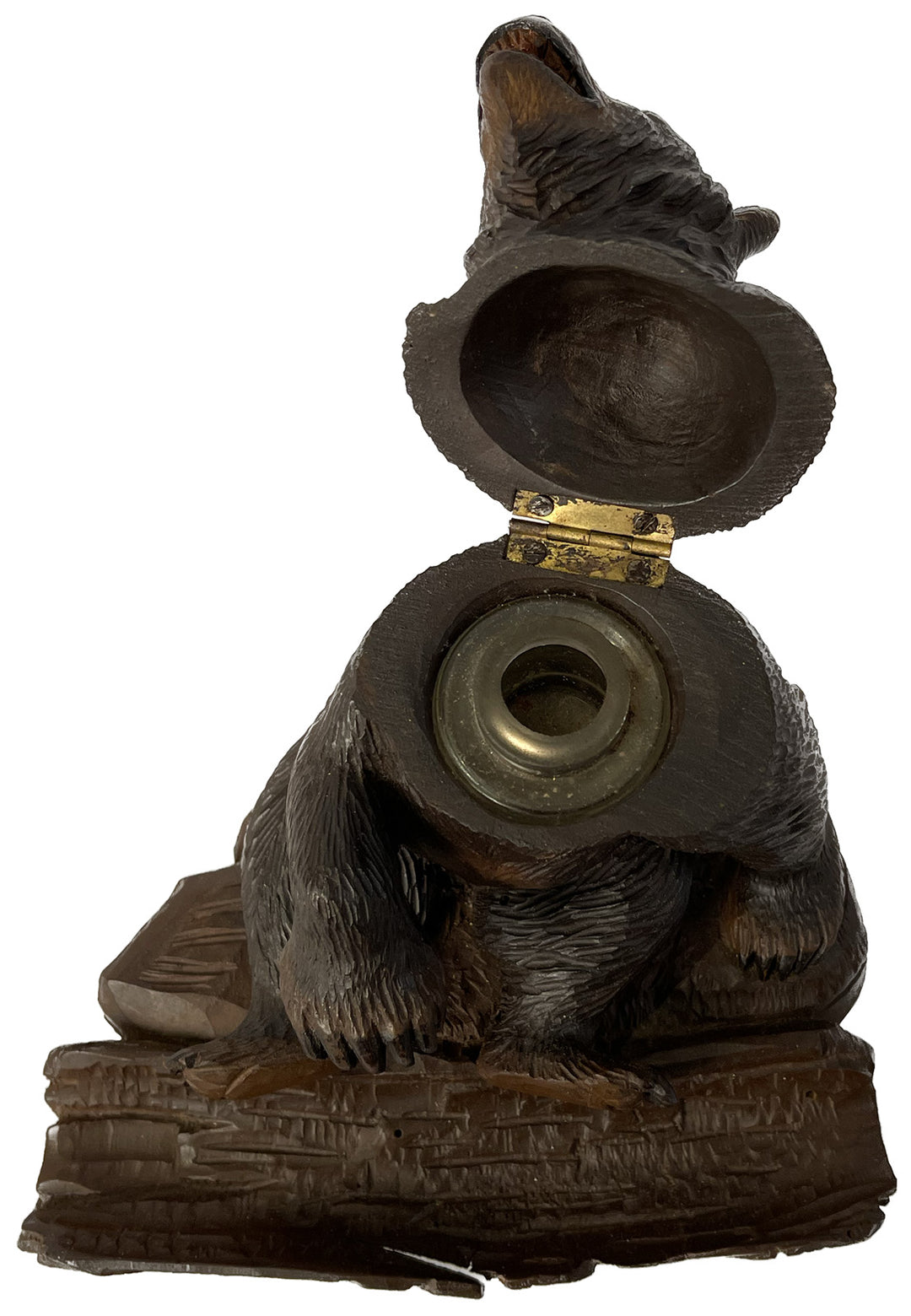 19th Century Black Forest Carved Bear Inkwell