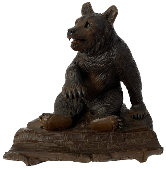 19th Century Black Forest Carved Bear Inkwell