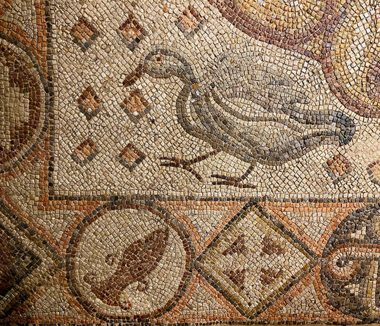 4th Century Roman Mosaic of Goose, Antelope & Lion