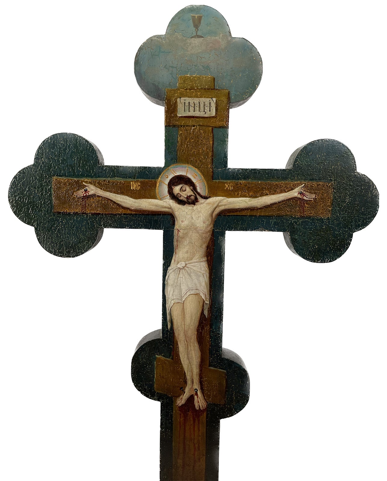 A Fine and Important Painted Wood Icon Crucifix – Anthonys Fine