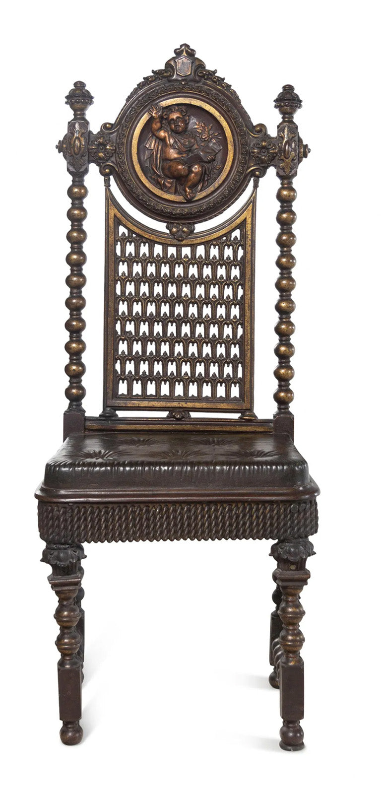 19th Century English Renaissance Revival Style Bronzed Metal Chair
