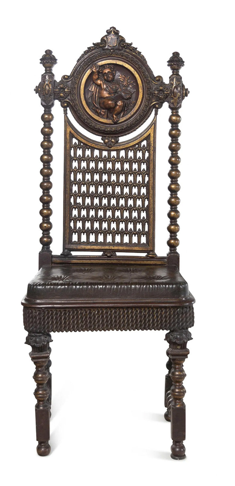 19th Century English Renaissance Revival Style Bronzed Metal Chair ...