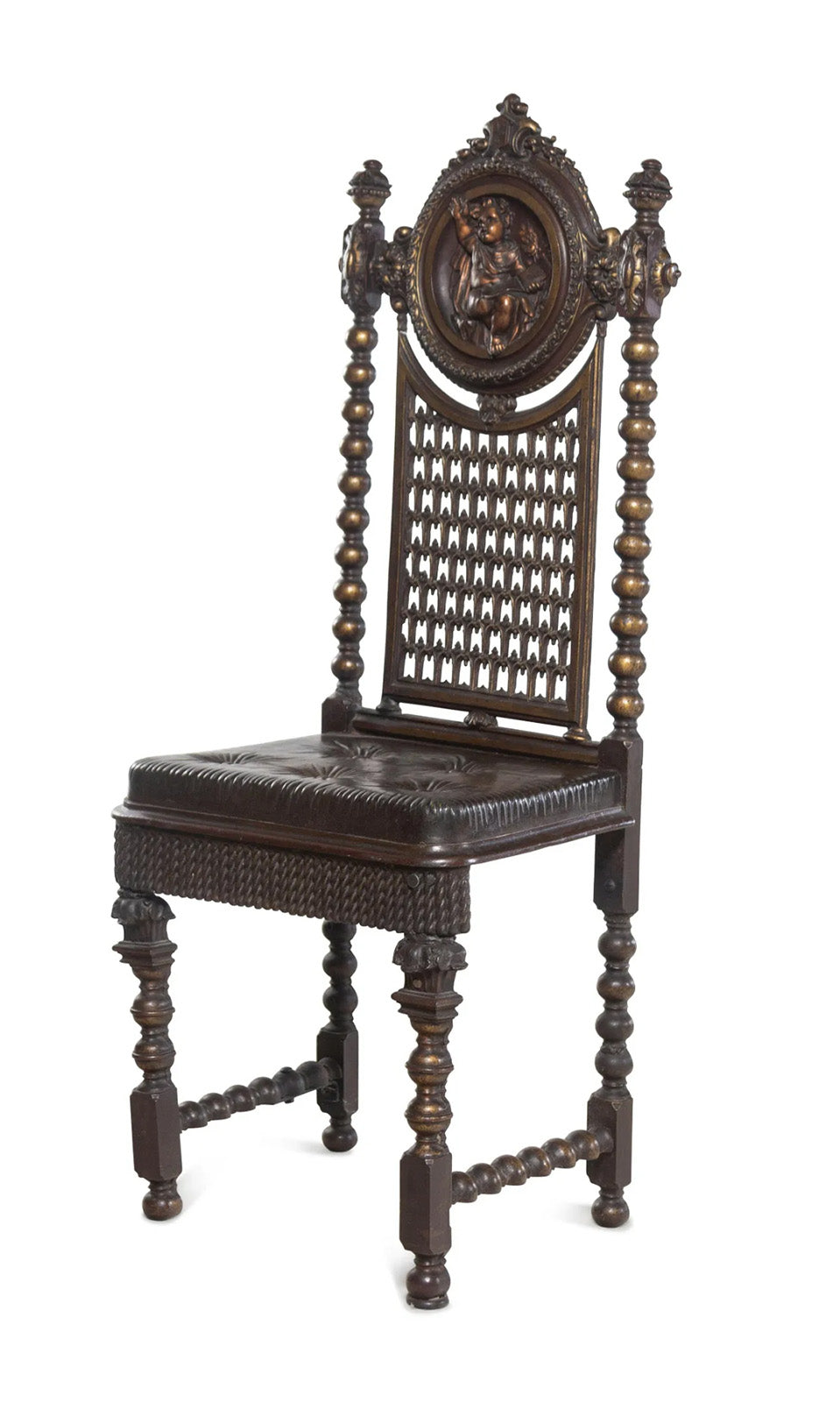 19th Century English Renaissance Revival Style Bronzed Metal Chair ...