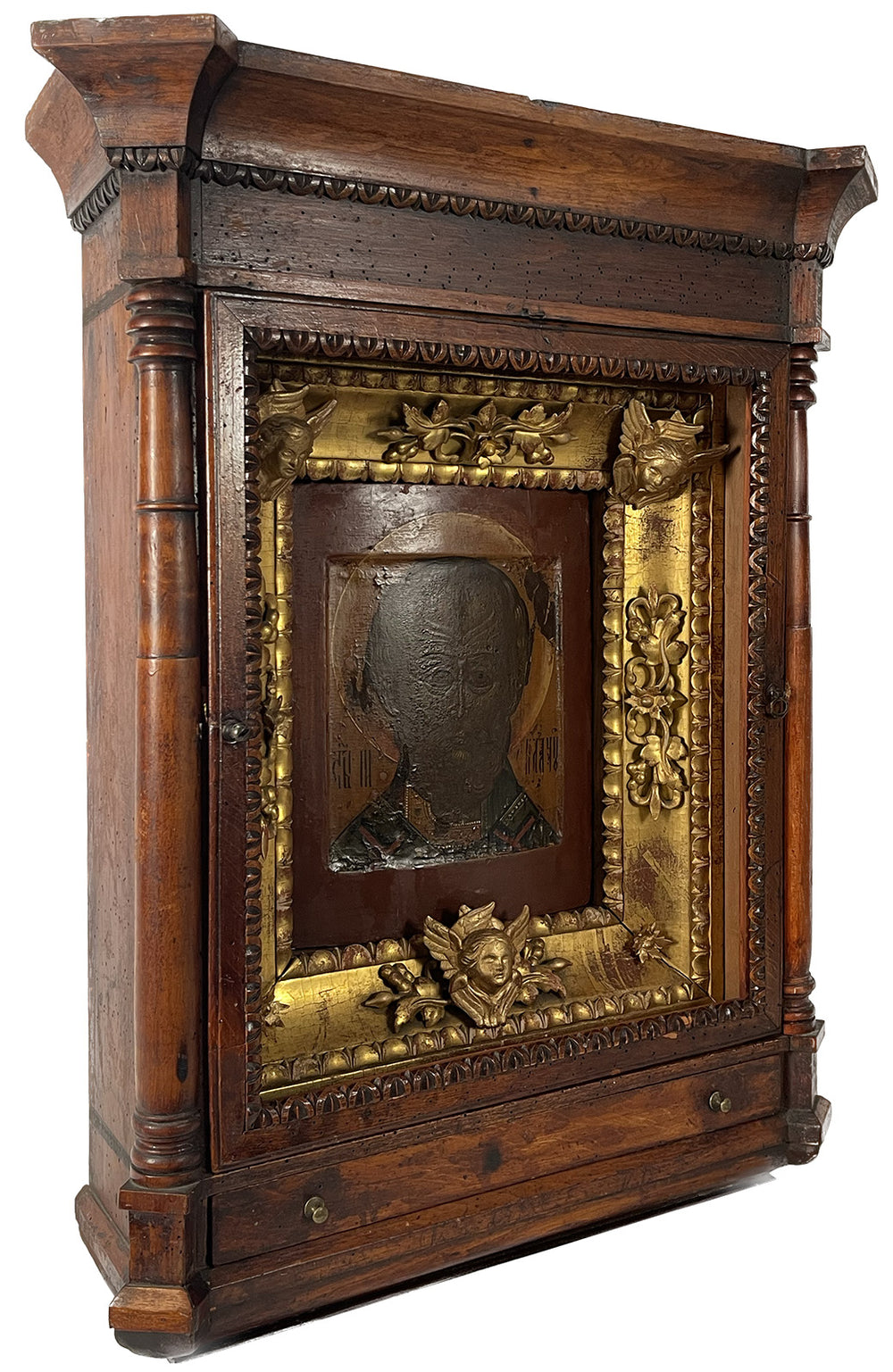 18th Century Russian Icon in Display Cabinet