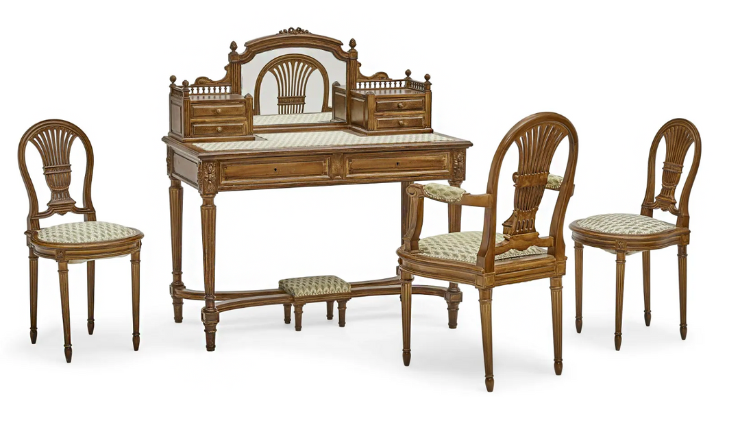 Early 20th Century Louis XVI Style Desk and Three Chairs