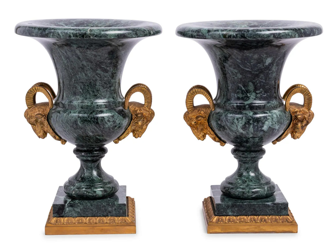 Pair of Early 20th Century Neoclassical Style Marble Urns