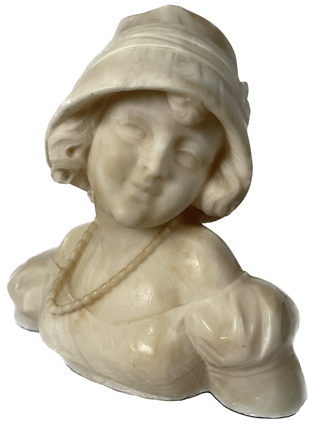 19th c. Alabaster Bust of Young Girl