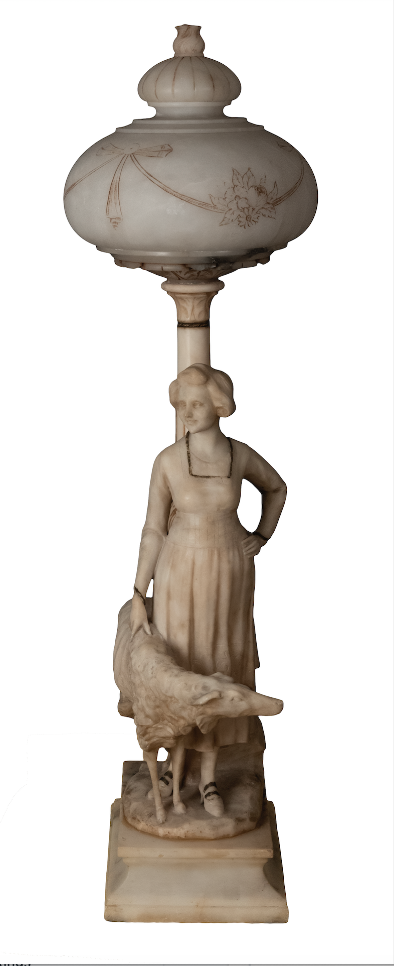 Italian Art Nouveau Alabaster Sculptural Lamp (c. 1890)