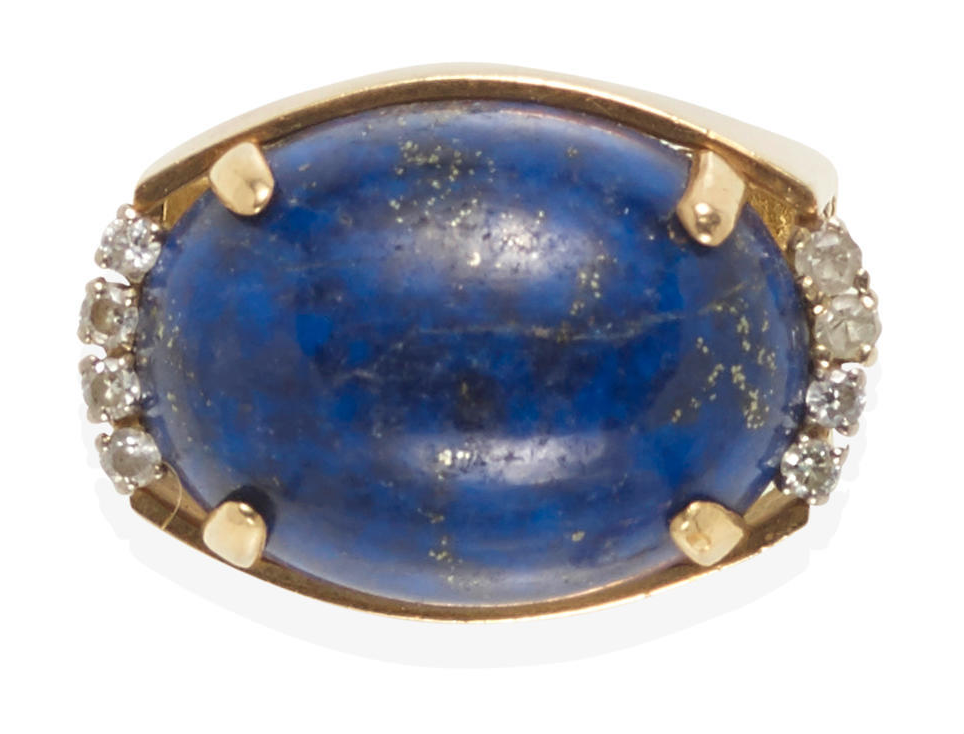 Men's 14-karat Yellow Gold, Lapis Lazuli and Diamond Ring