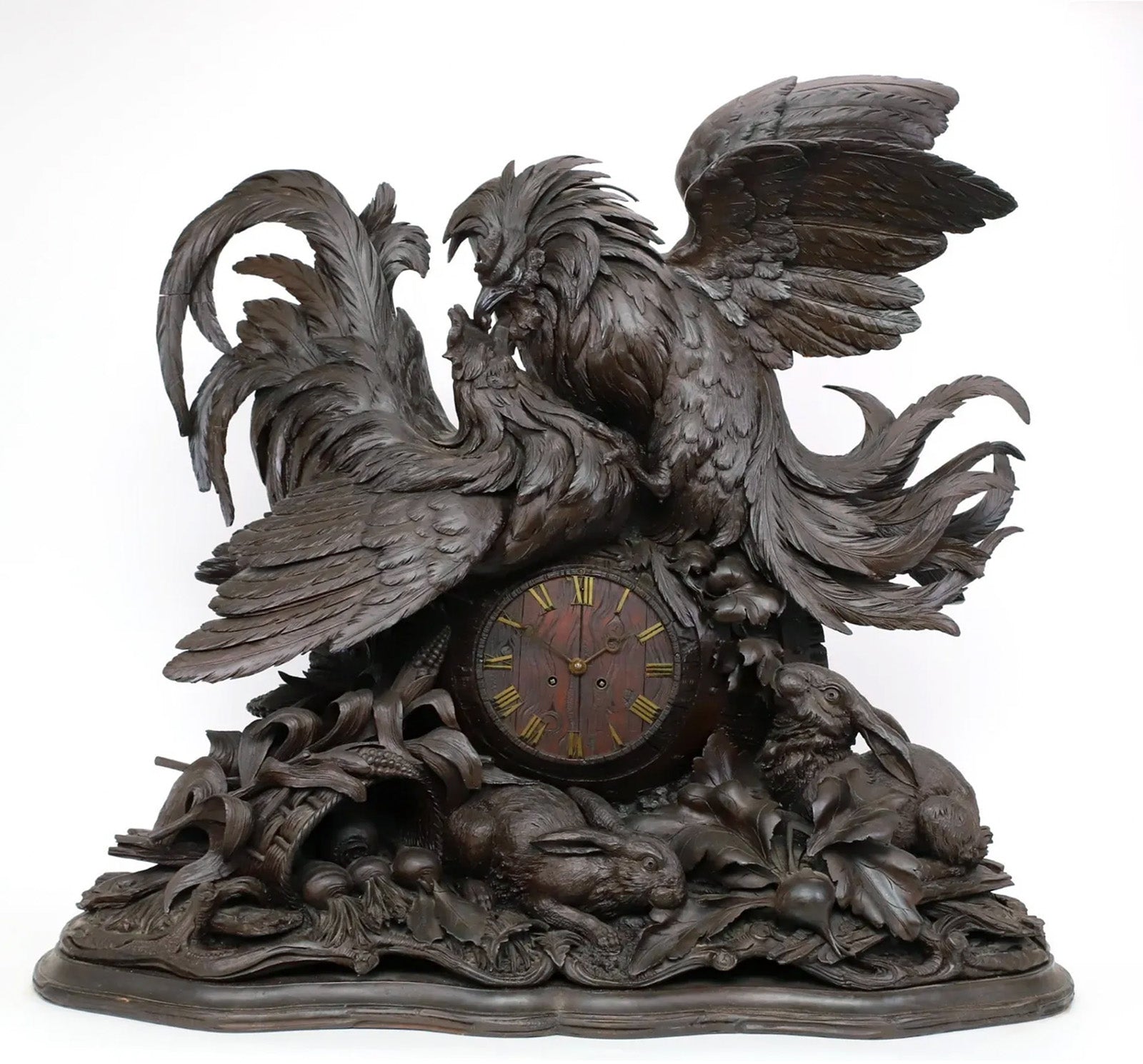 19th Century Black Forest Carved Roosters & Rabbits Clock – Anthonys ...