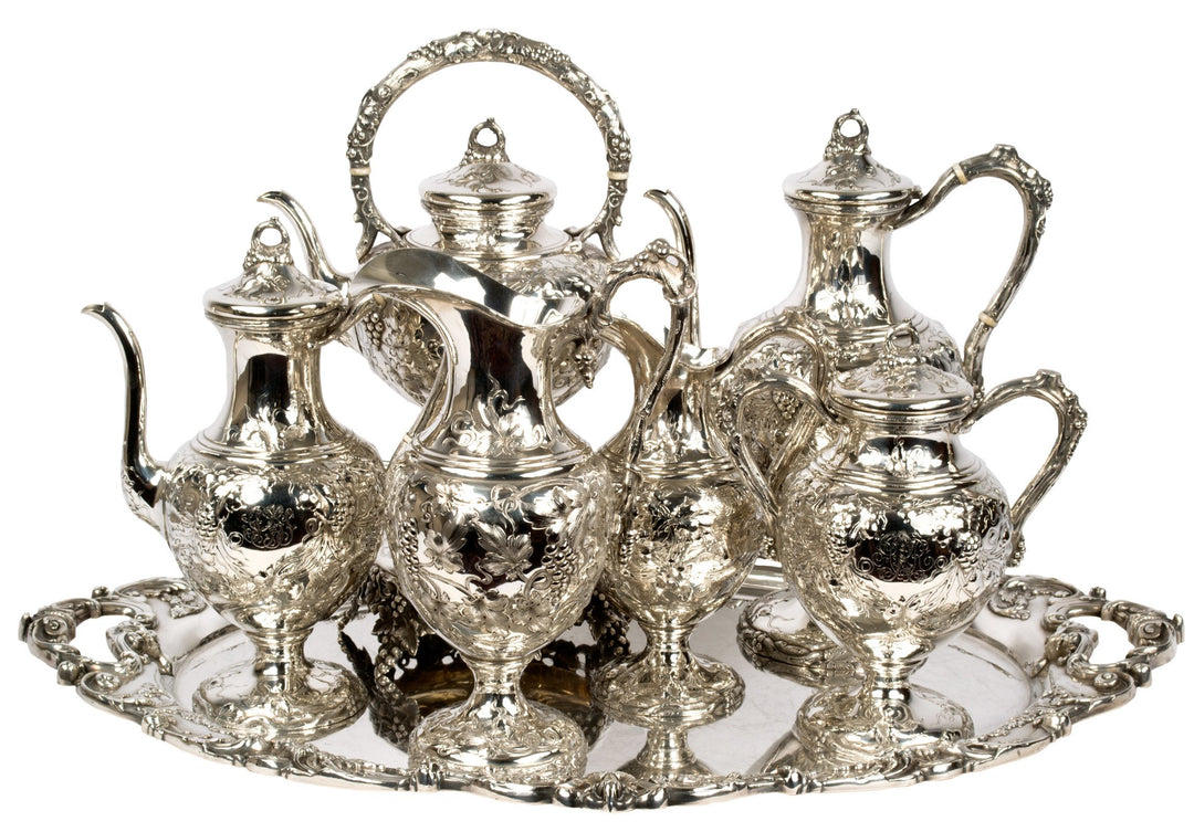 19th Century Hand Made Oversized Sterling Silver Tea and Coffee Service Set