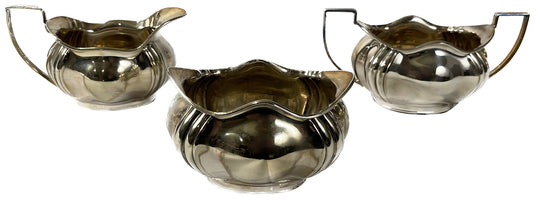 Early 20th Century English Silver Tea Set with Black Handles
