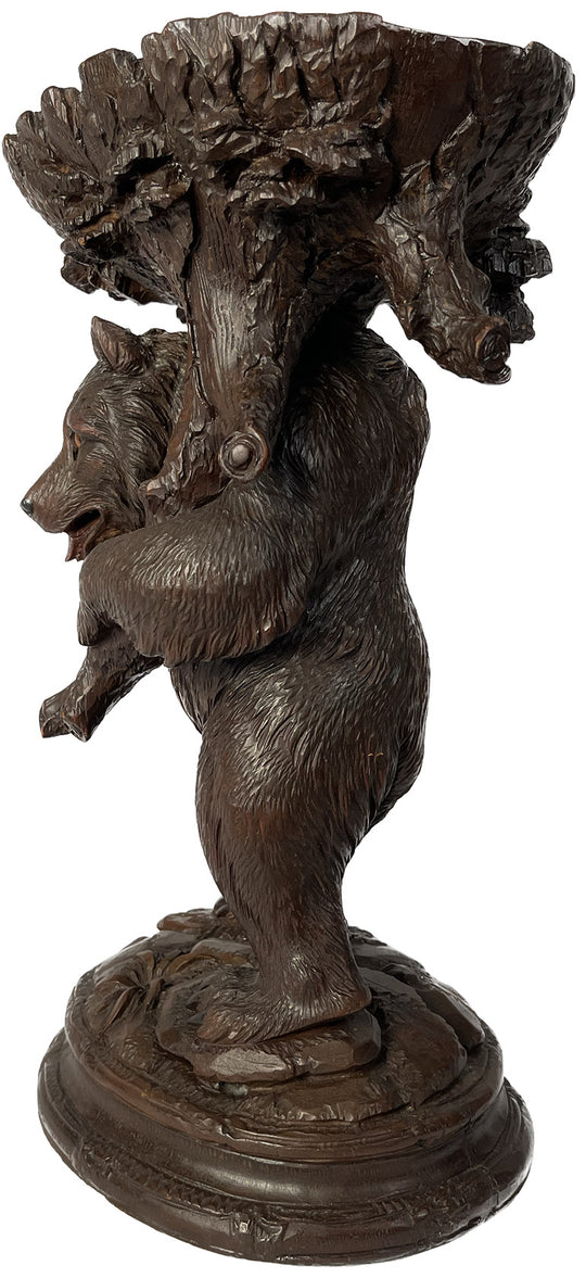 Black Forest Bear with Tree Trunk Bowl