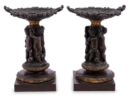 Pair of 19th Century French Bronze Figural Tazza