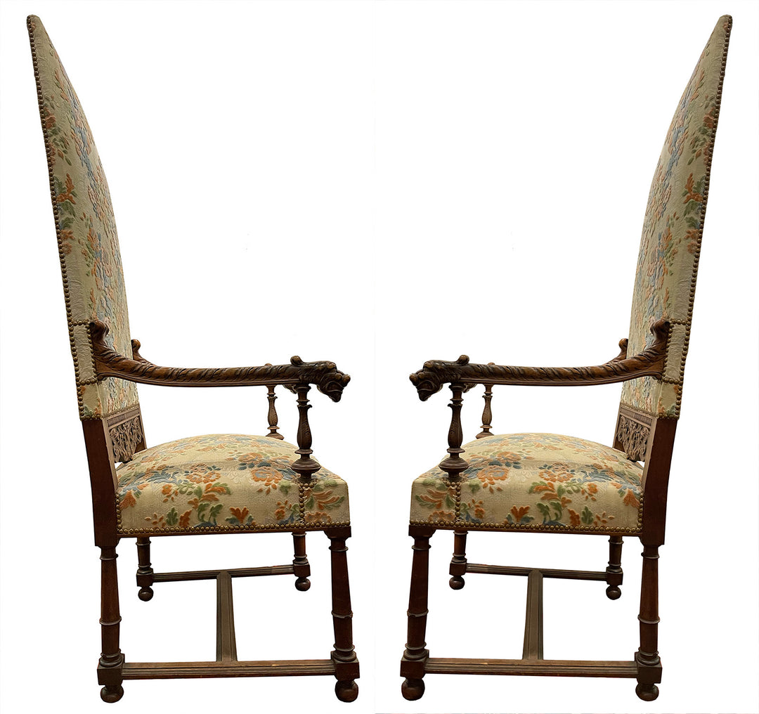Pair of 19th Century French Floral Tapestry Armchairs