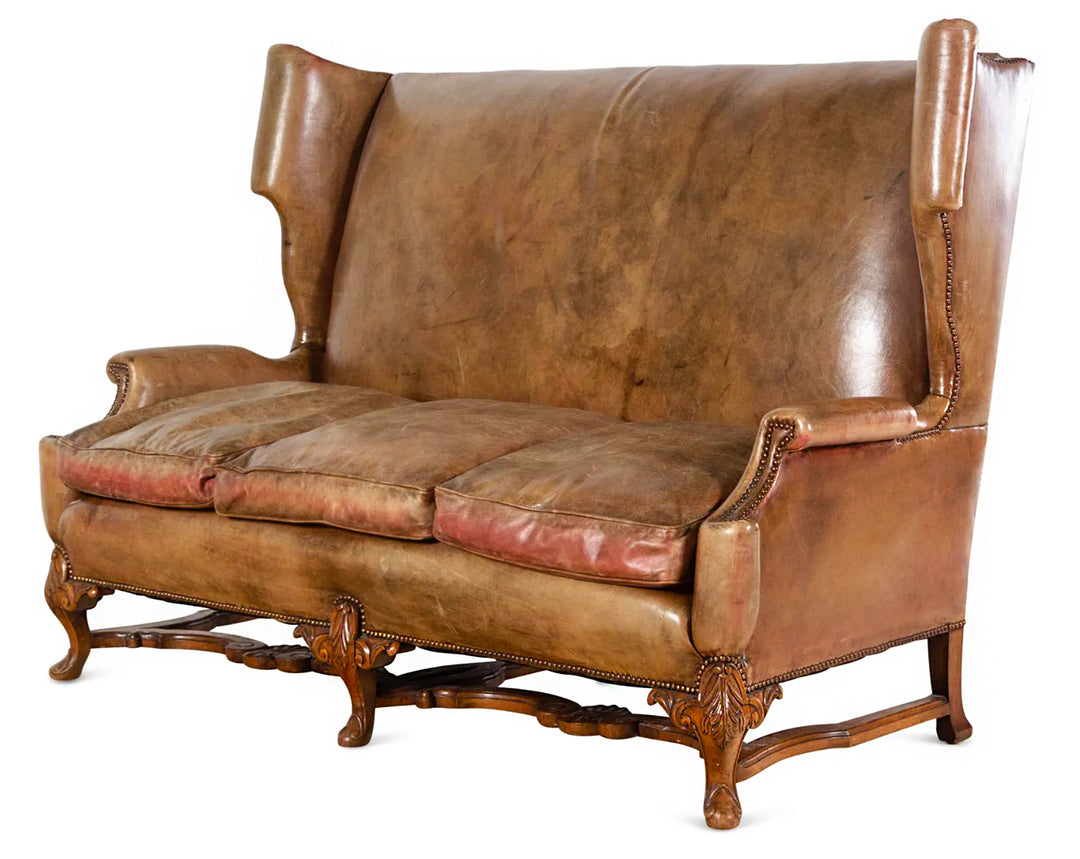 Early 20th Century English Leather Sofa