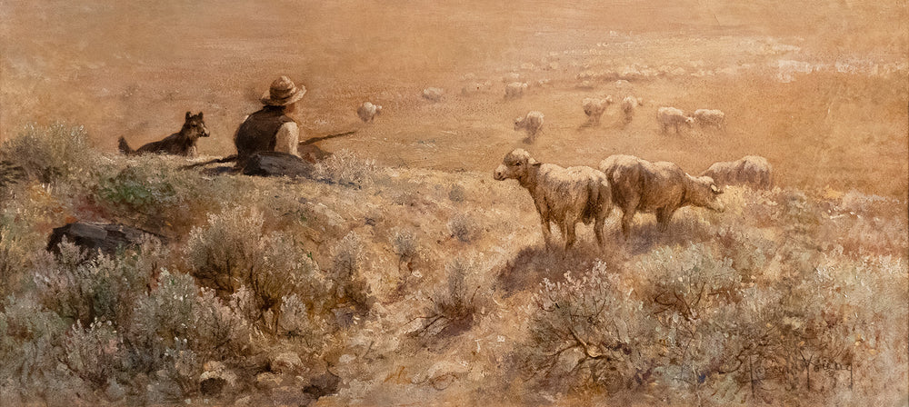 Shepherd with Sheep by Harvey Otis Young