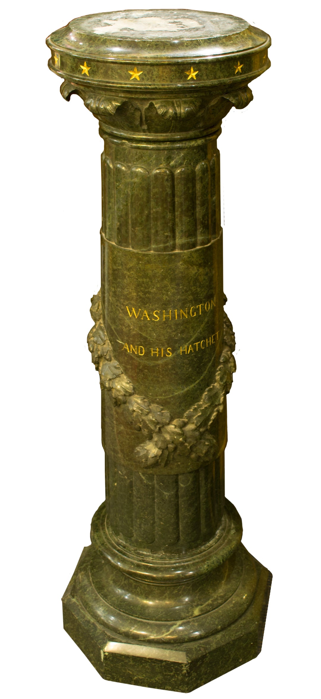 Green Marble and Gilt Americana Pedestal