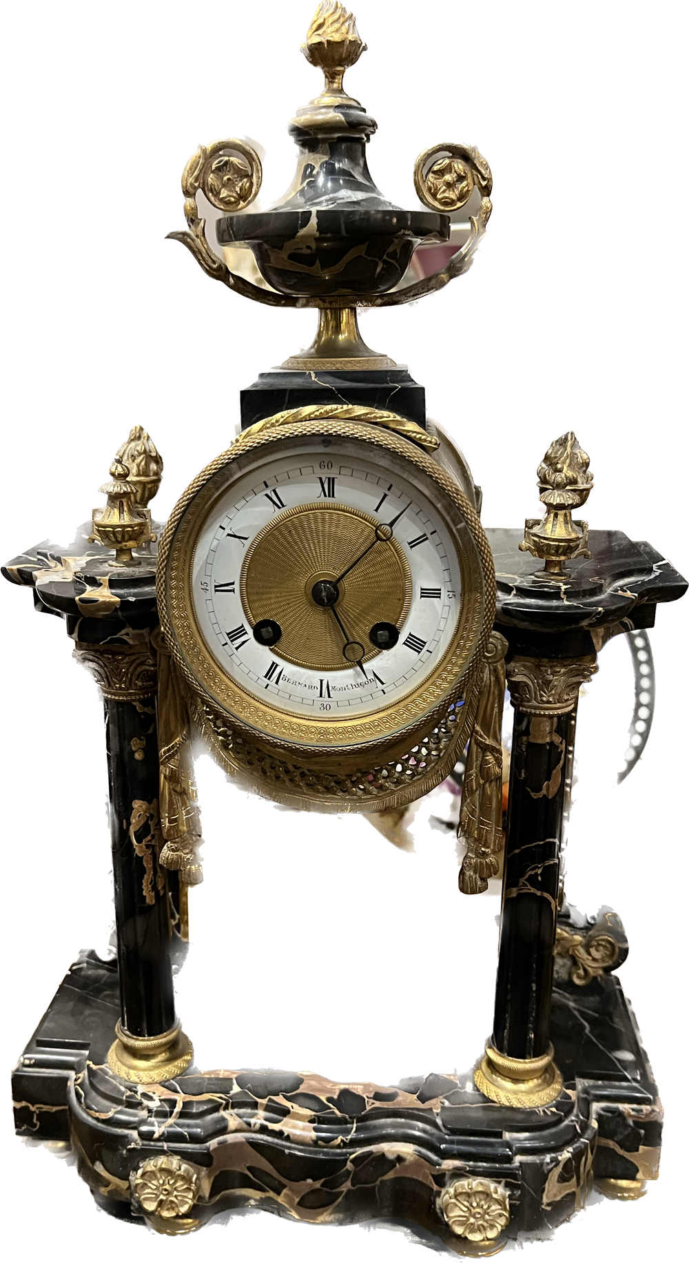 19th Century French Clock and Garniture in Marble and Bronze