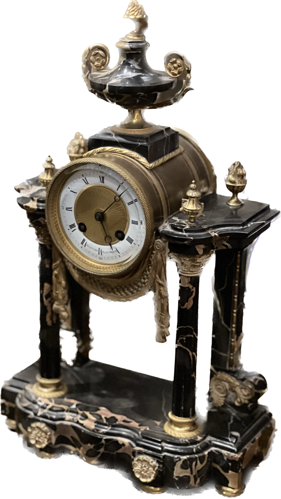 19th Century French Clock and Garniture in Marble and Bronze