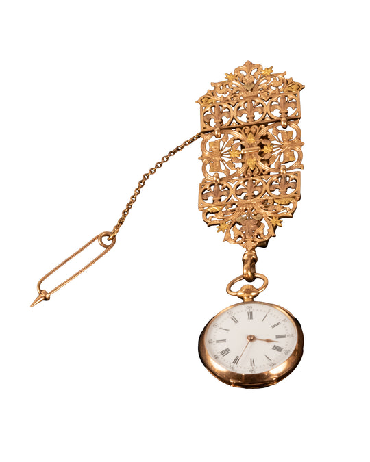 19th Century French 14-Karat Yellow Gold Lapel Watch
