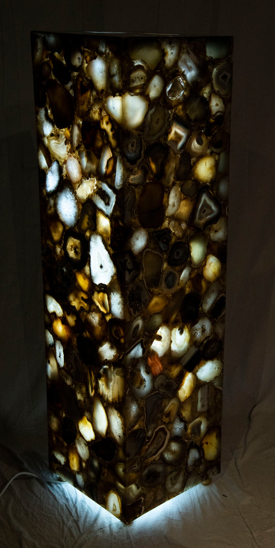 Pair of Agate Pedestals with Interior Illumination