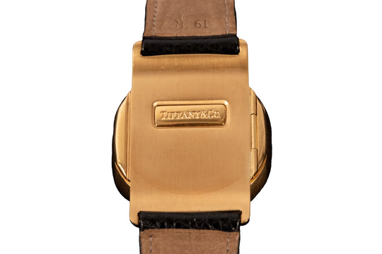 18-Karat Yellow Gold Tiffany & Co. Dual-Time Tonneau-Shaped Wristwatch