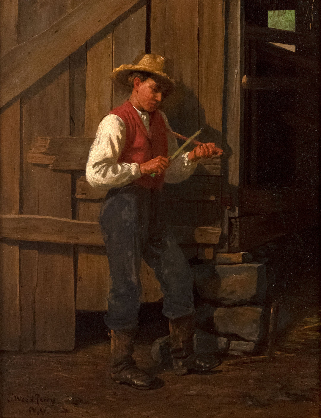 Whittling Gentleman by Enoch Wood Perry